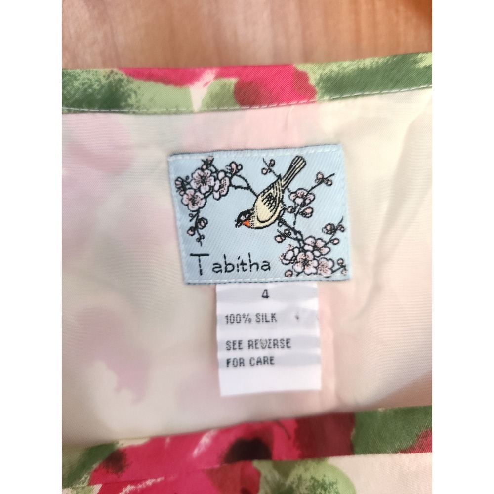 Tabitha 100% Silk Sz 4 Floral Mini Skirt Lined‎ Side Zip Feminine Coquette SMALL - Picture 2 of 7